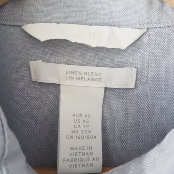 H&M Oversize Linen Viscose Blend Long Sleeve Button Up Shirt Sz XS - Picture 5 of 11